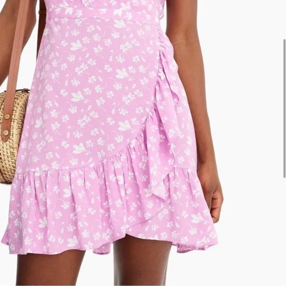 J. Crew Dresses J Crew Ruffle-Front Mini Dress  Bubblegum Floral - Size: 2 - Picture 2 of 6